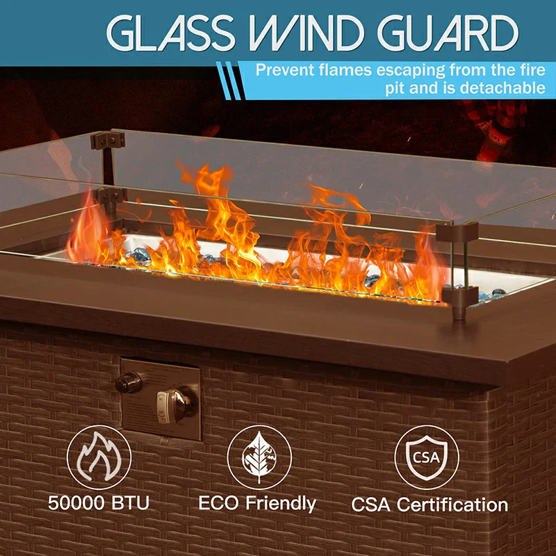 Patio Propane Fire Pit Rectangular Table - Image 12