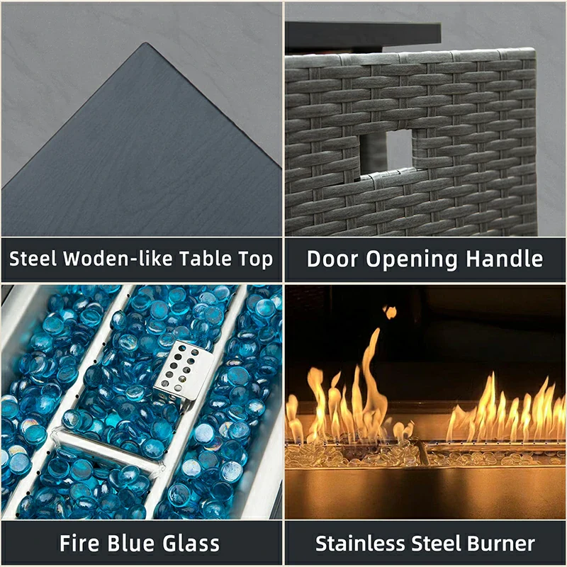Patio Propane Fire Pit Rectangular Table - Image 13