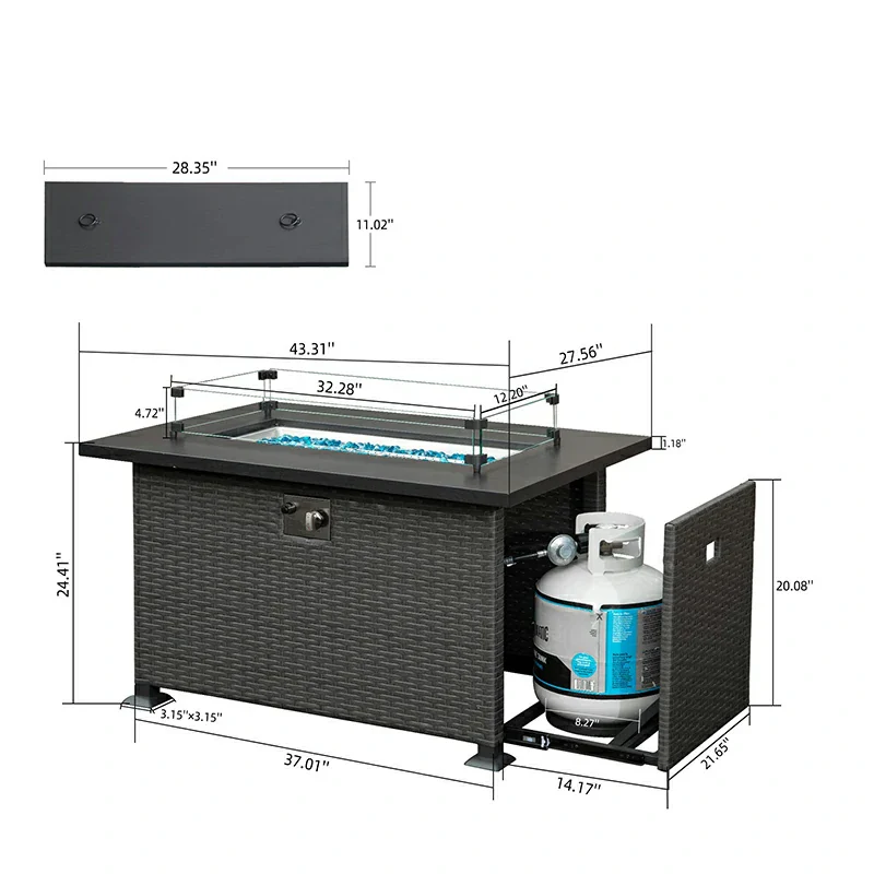 Patio Propane Fire Pit Rectangular Table - Image 14