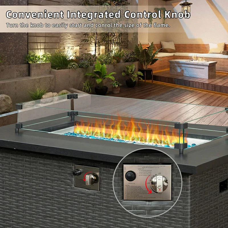 Patio Propane Fire Pit Rectangular Table - Image 15