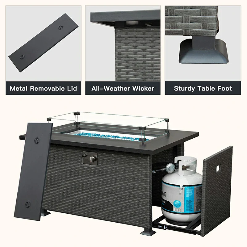 Patio Propane Fire Pit Rectangular Table - Image 17