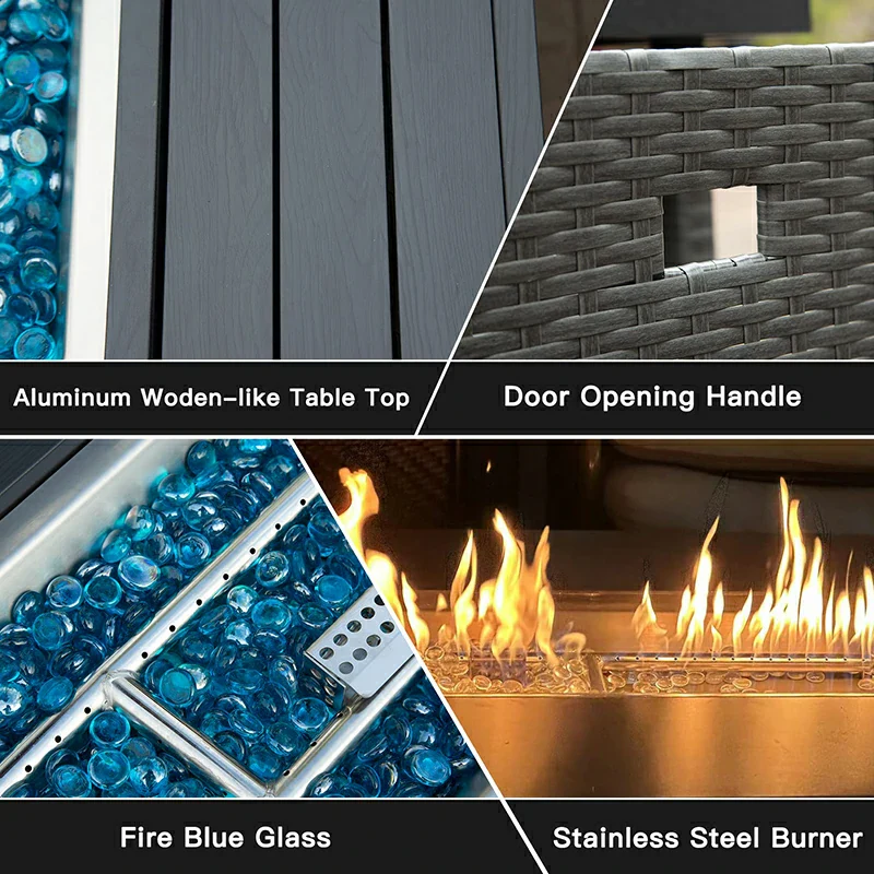 Patio Propane Fire Pit Rectangular Table - Image 3