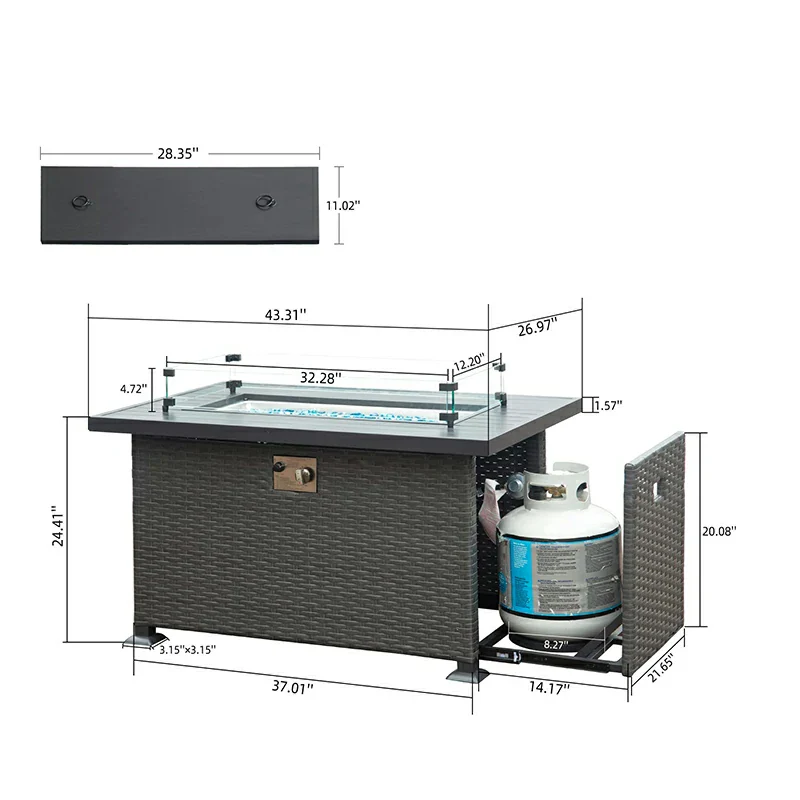 Patio Propane Fire Pit Rectangular Table - Image 4