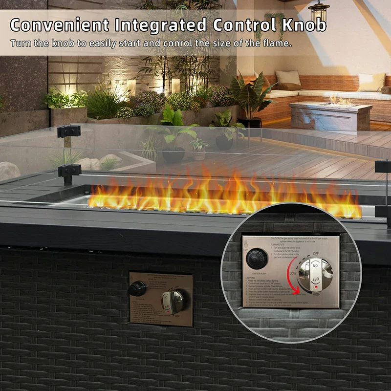 Patio Propane Fire Pit Rectangular Table - Image 5