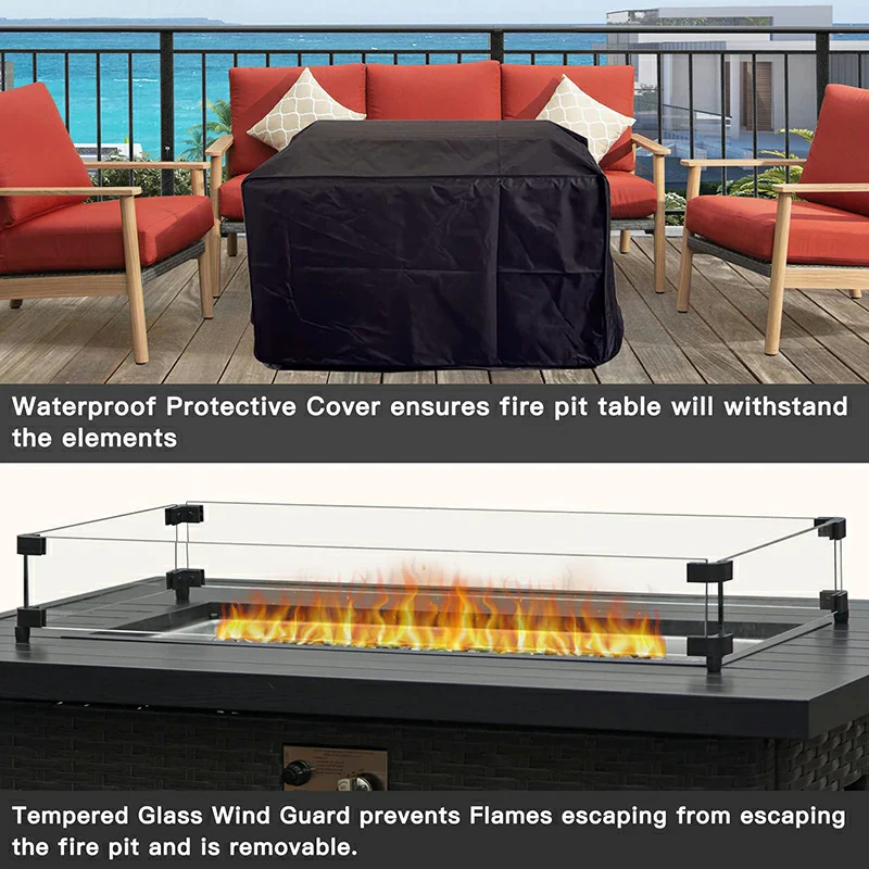 Patio Propane Fire Pit Rectangular Table - Image 6