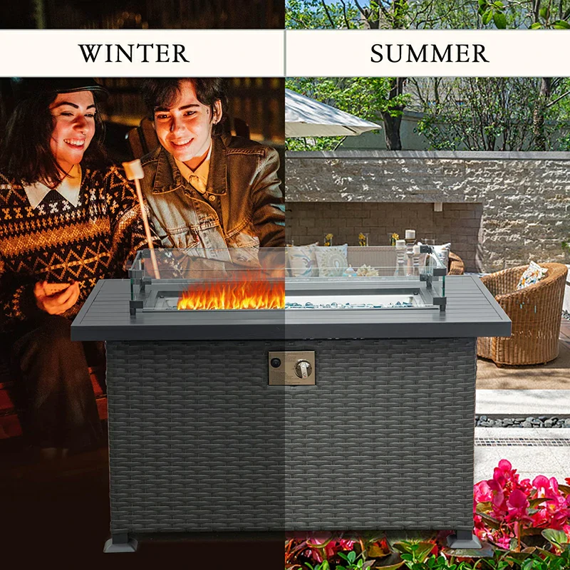 Patio Propane Fire Pit Rectangular Table - Image 8