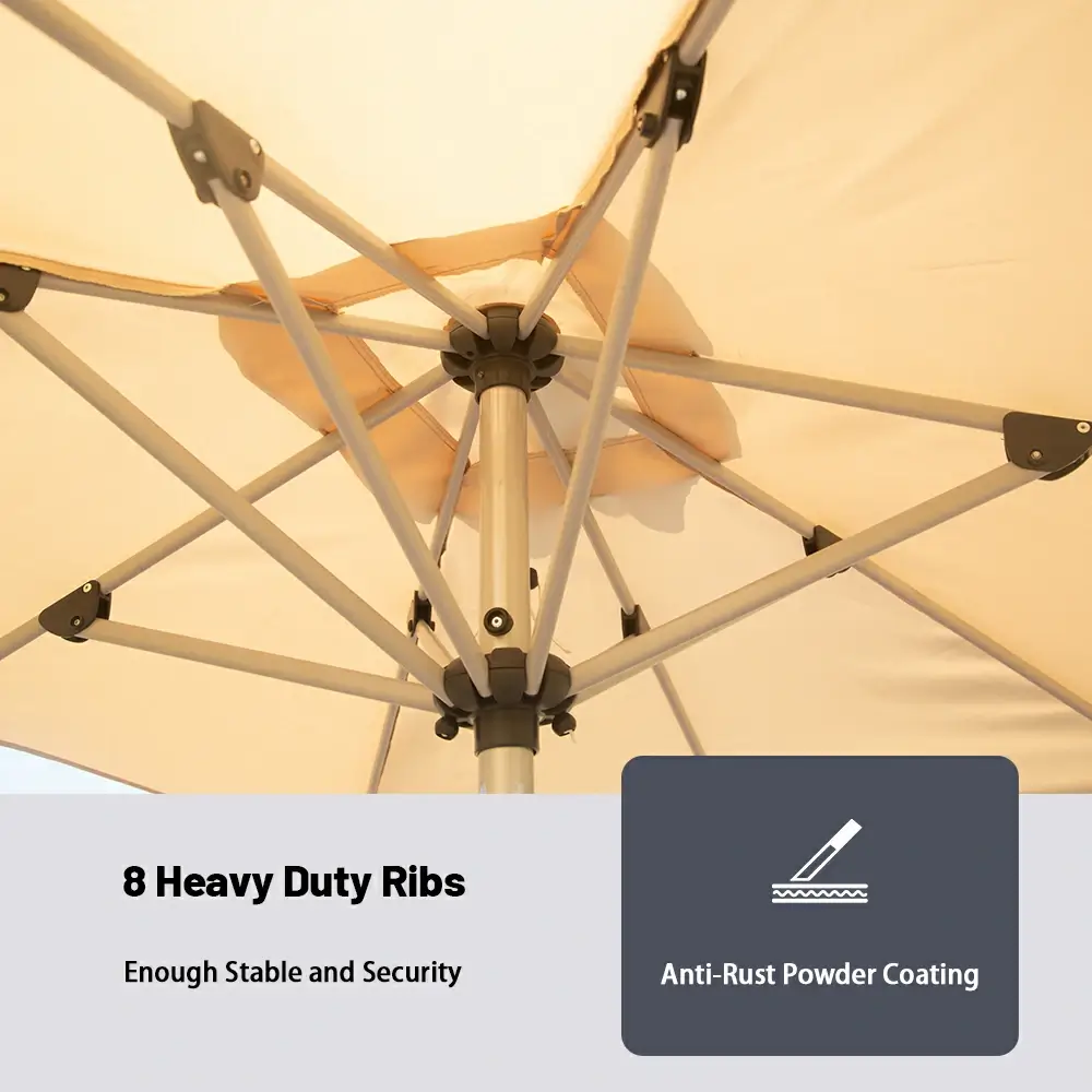 Patio Umbrella - Aluminum Rectangular Market Umbrella - Image 12