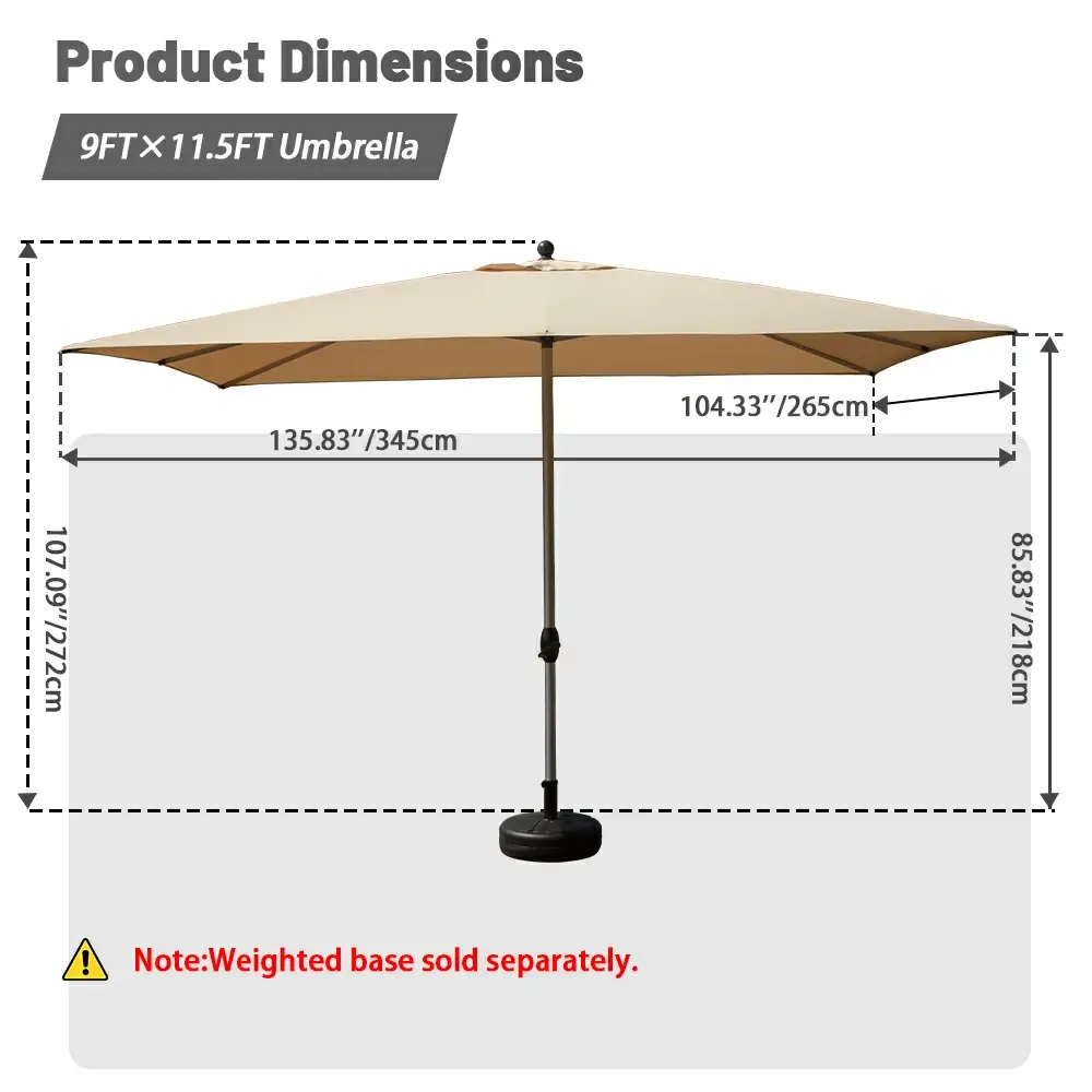 Patio Umbrella - Aluminum Rectangular Market Umbrella - Image 15