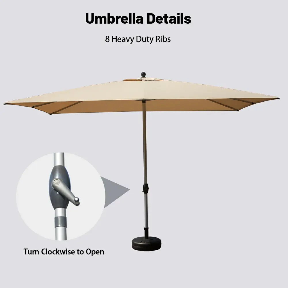 Patio Umbrella - Aluminum Rectangular Market Umbrella - Image 16
