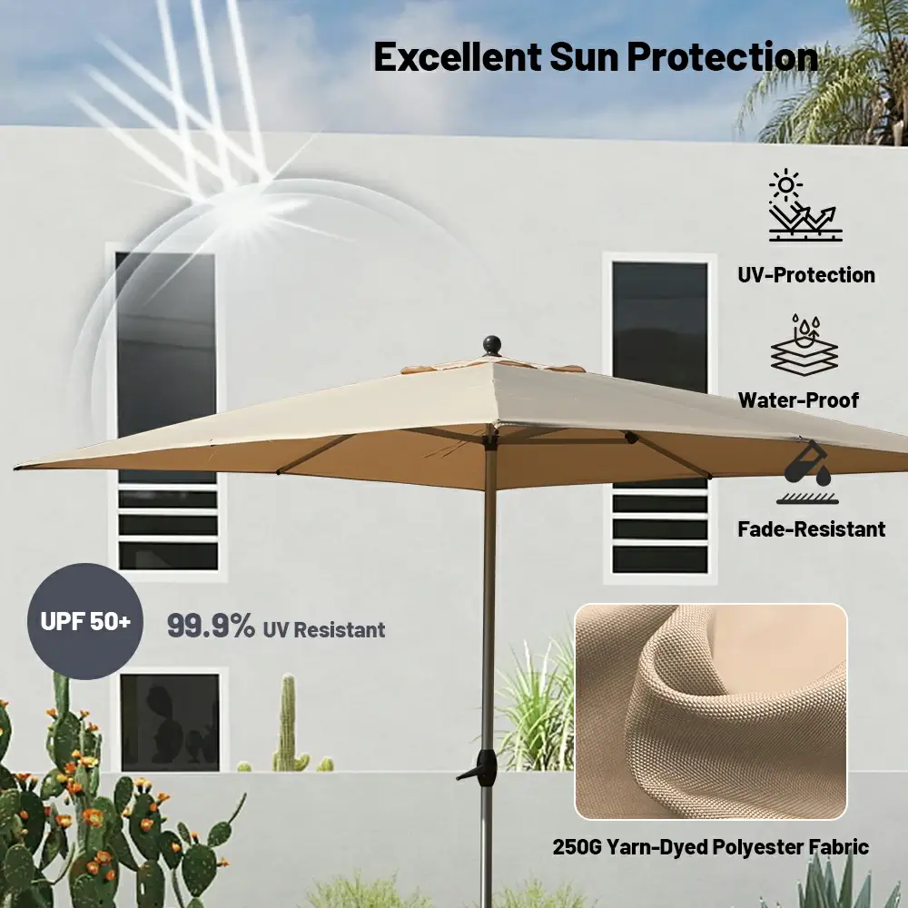 Patio Umbrella - Aluminum Rectangular Market Umbrella - Image 17