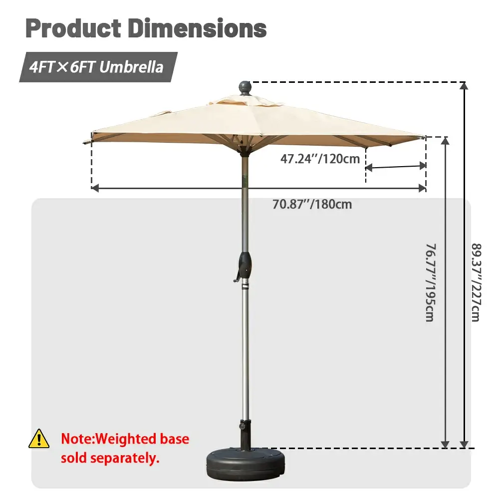 Patio Umbrella - Aluminum Rectangular Market Umbrella - Image 3