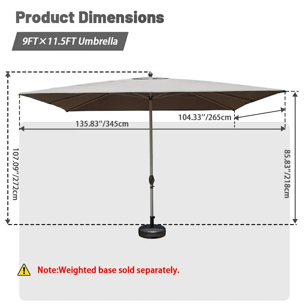 Patio Umbrella - Aluminum Rectangular Market Umbrella - Image 32