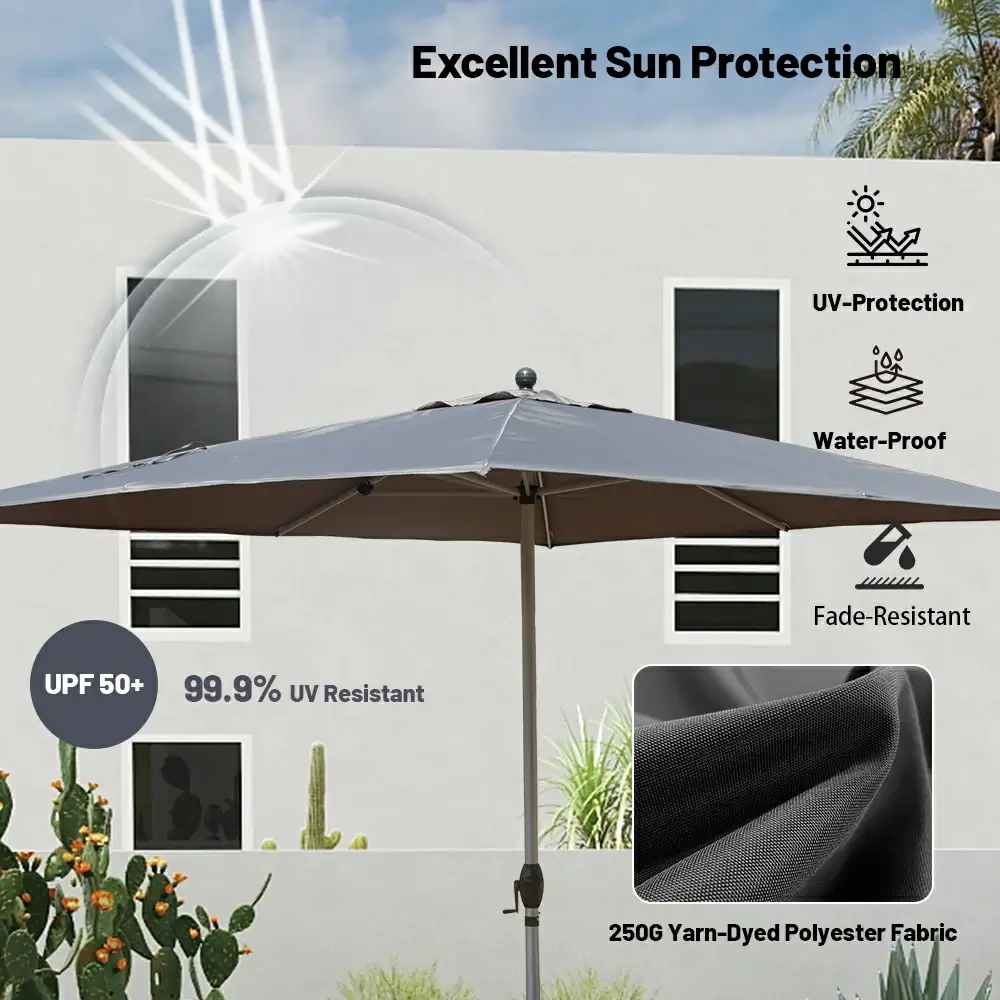 Patio Umbrella - Aluminum Rectangular Market Umbrella - Image 34