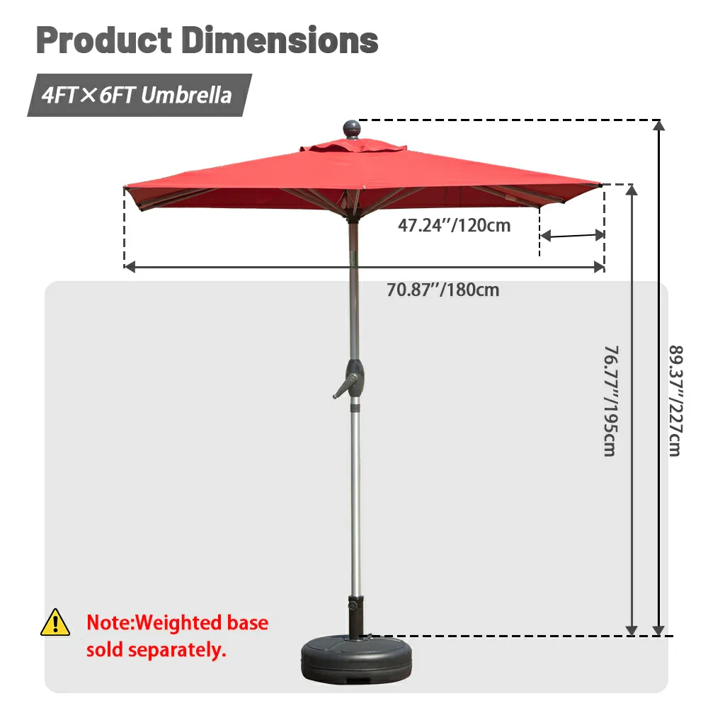 Patio Umbrella - Aluminum Rectangular Market Umbrella - Image 38