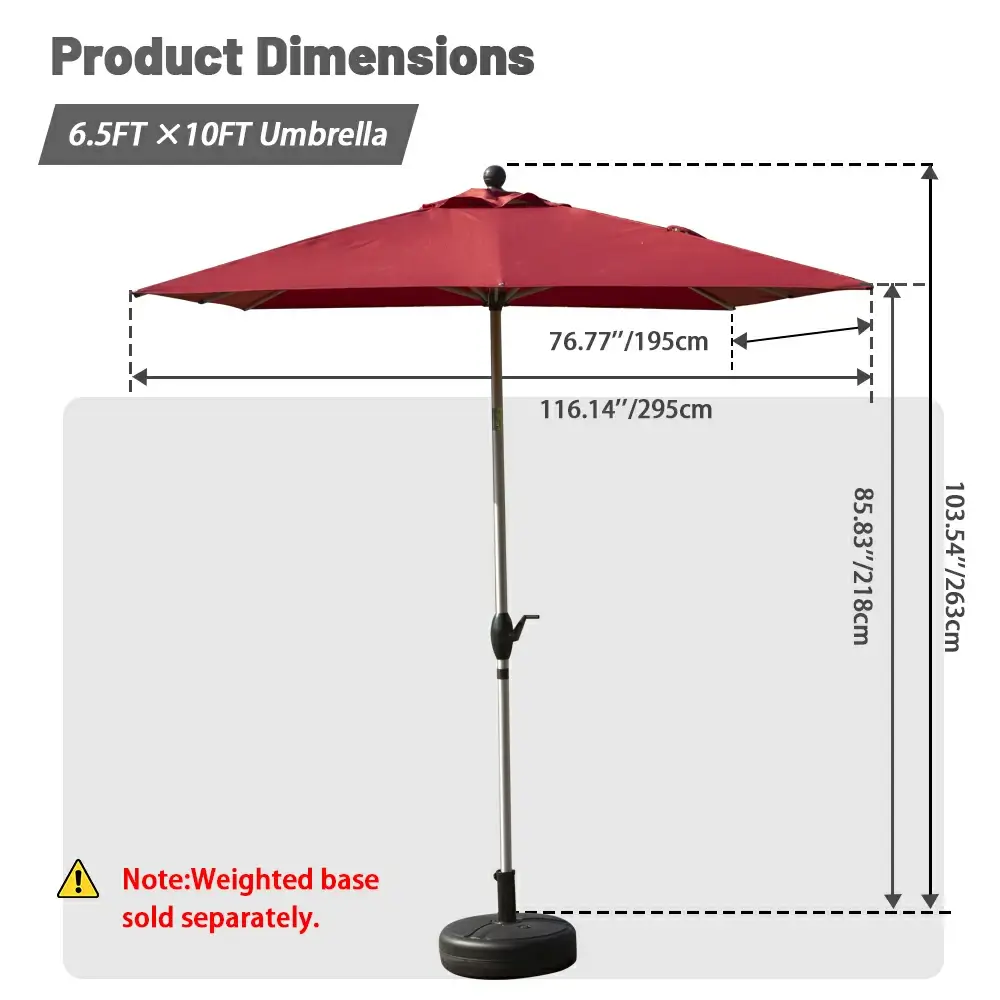 Patio Umbrella - Aluminum Rectangular Market Umbrella - Image 44