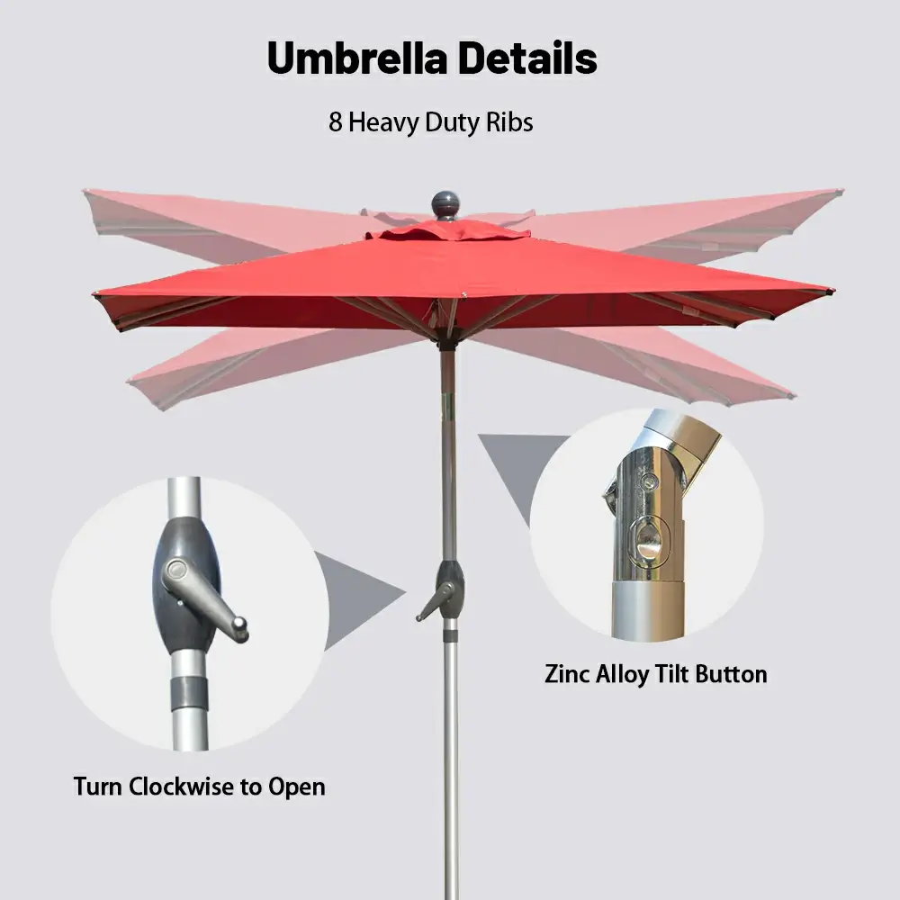 Patio Umbrella - Aluminum Rectangular Market Umbrella - Image 45