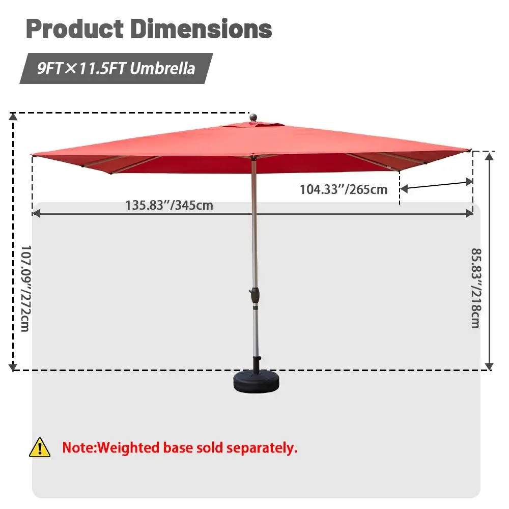 Patio Umbrella - Aluminum Rectangular Market Umbrella - Image 49