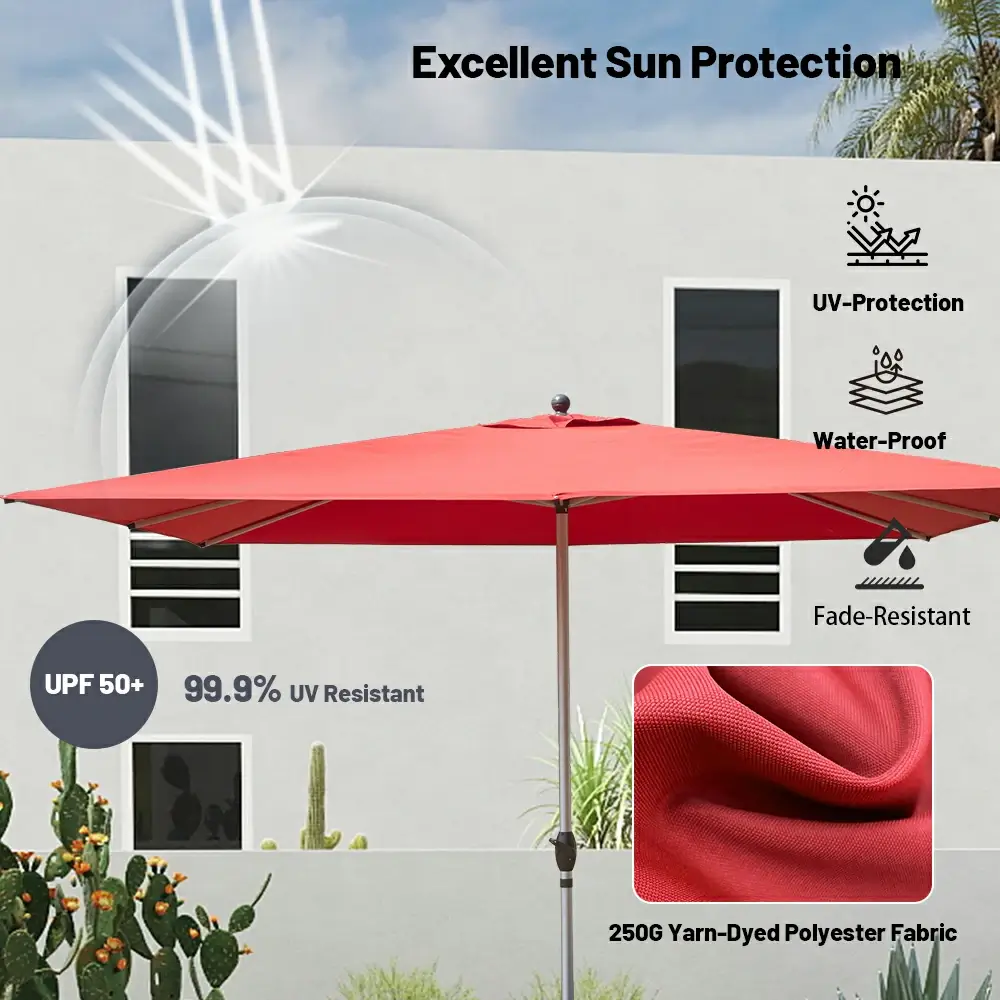 Patio Umbrella - Aluminum Rectangular Market Umbrella - Image 51