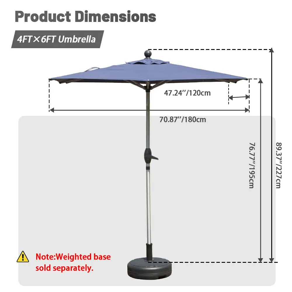 Patio Umbrella - Aluminum Rectangular Market Umbrella - Image 55