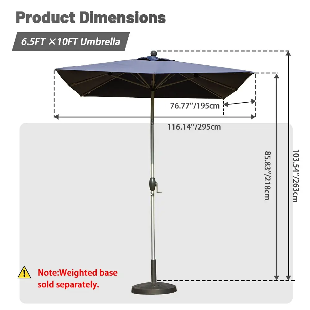 Patio Umbrella - Aluminum Rectangular Market Umbrella - Image 61