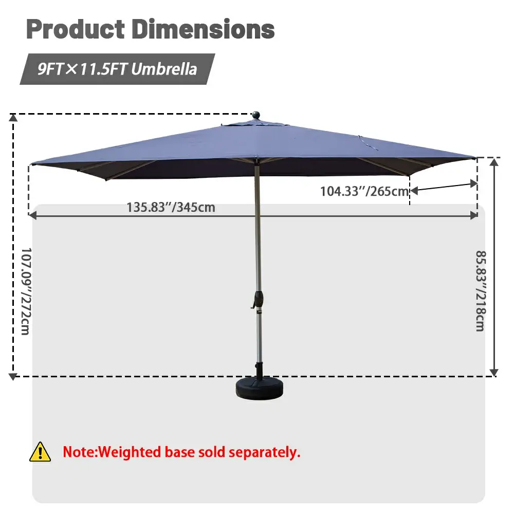 Patio Umbrella - Aluminum Rectangular Market Umbrella - Image 67
