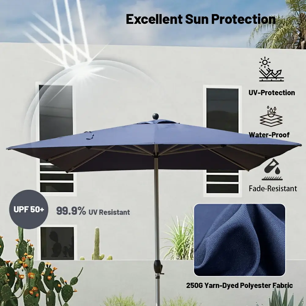 Patio Umbrella - Aluminum Rectangular Market Umbrella - Image 69