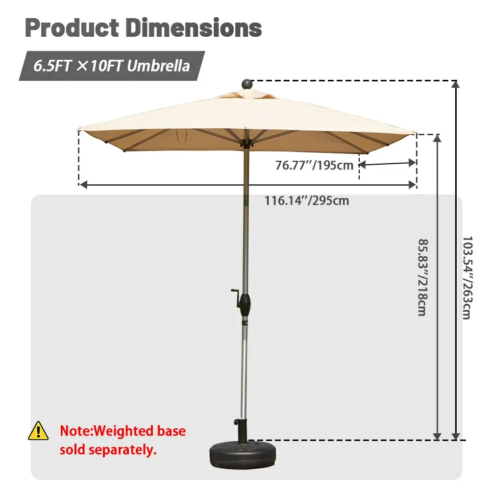 Patio Umbrella - Aluminum Rectangular Market Umbrella - Image 9