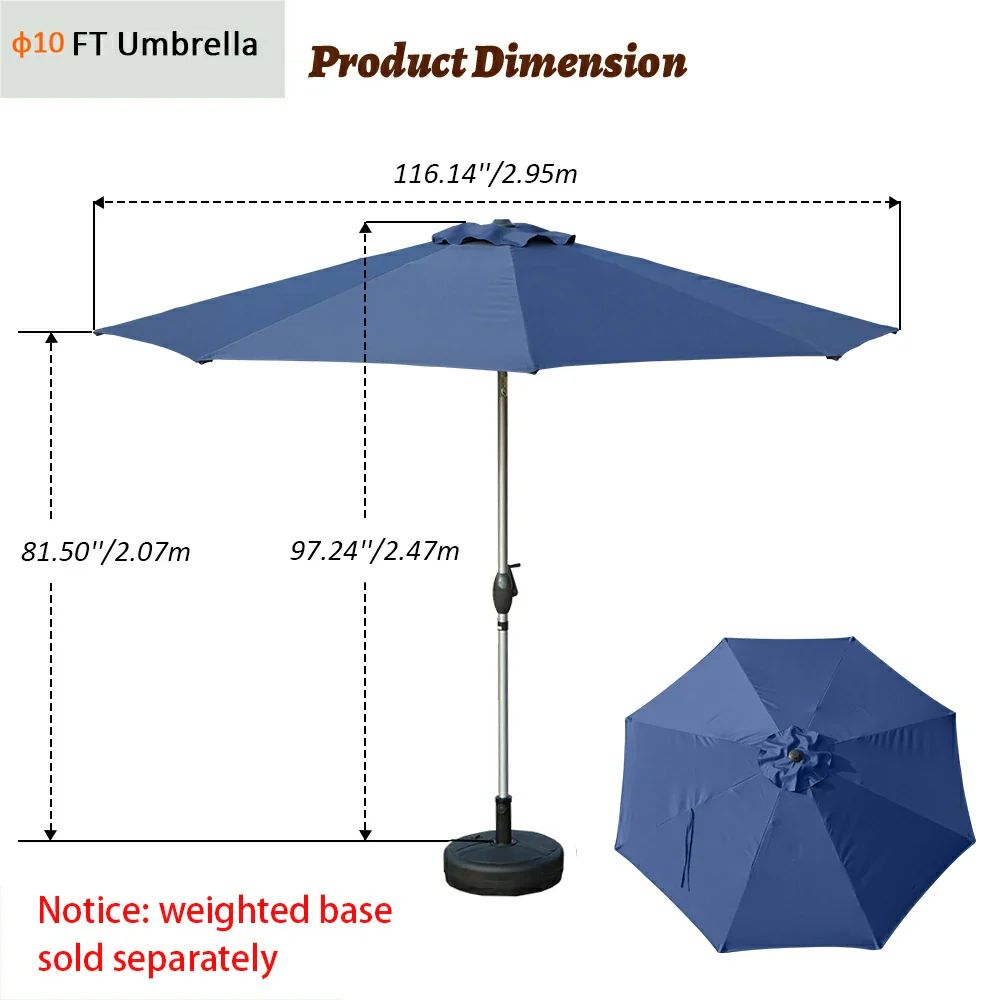 Patio Umbrella - Aluminum Round Market Umbrella - Image 15