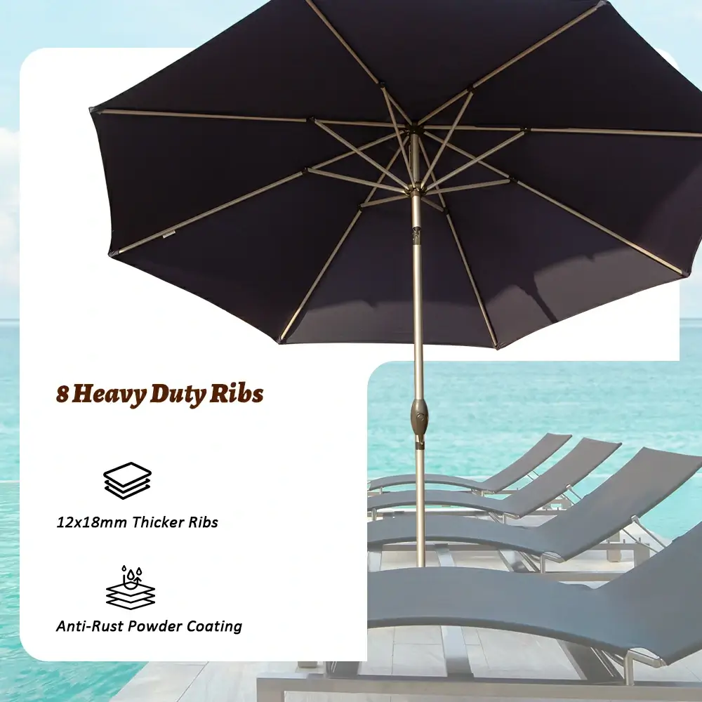 Patio Umbrella - Aluminum Round Market Umbrella - Image 19
