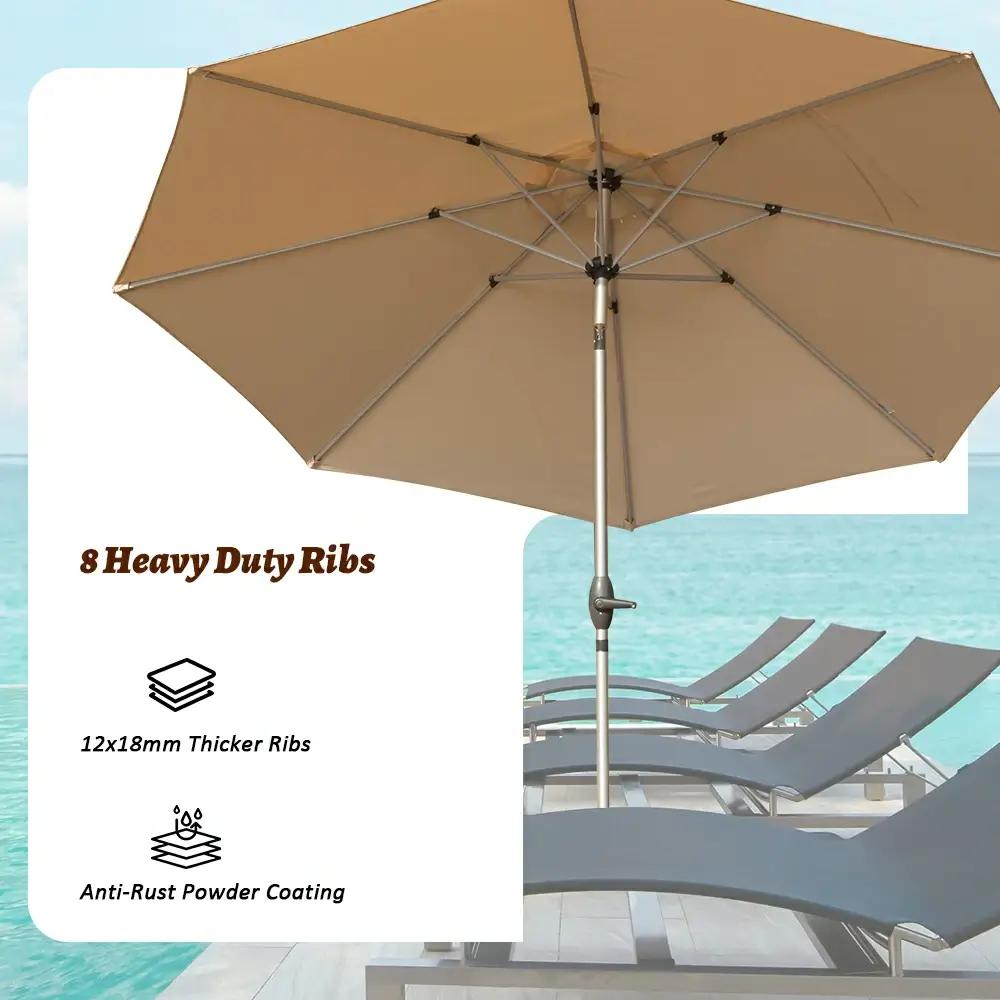 Patio Umbrella - Aluminum Round Market Umbrella - Image 31