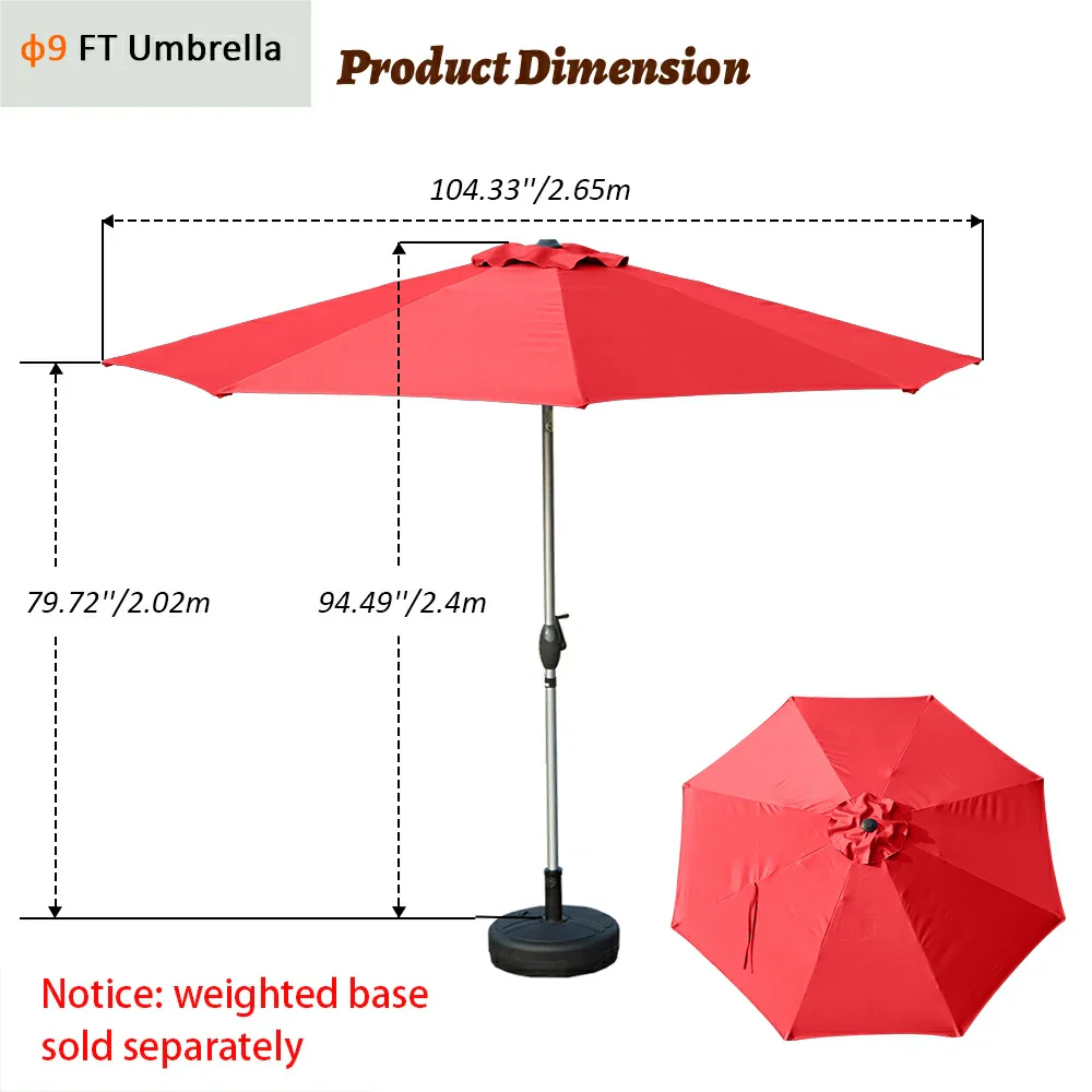 Patio Umbrella - Aluminum Round Market Umbrella - Image 36
