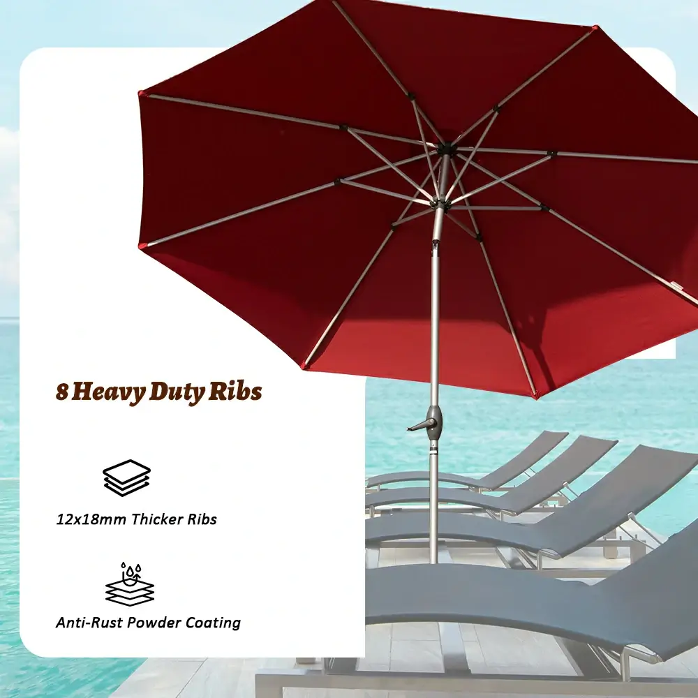Patio Umbrella - Aluminum Round Market Umbrella - Image 37