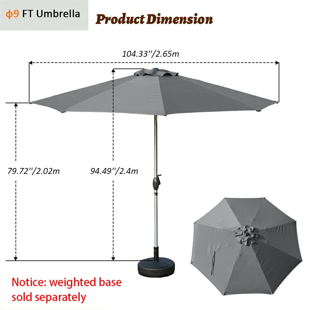Patio Umbrella - Aluminum Round Market Umbrella - Image 42
