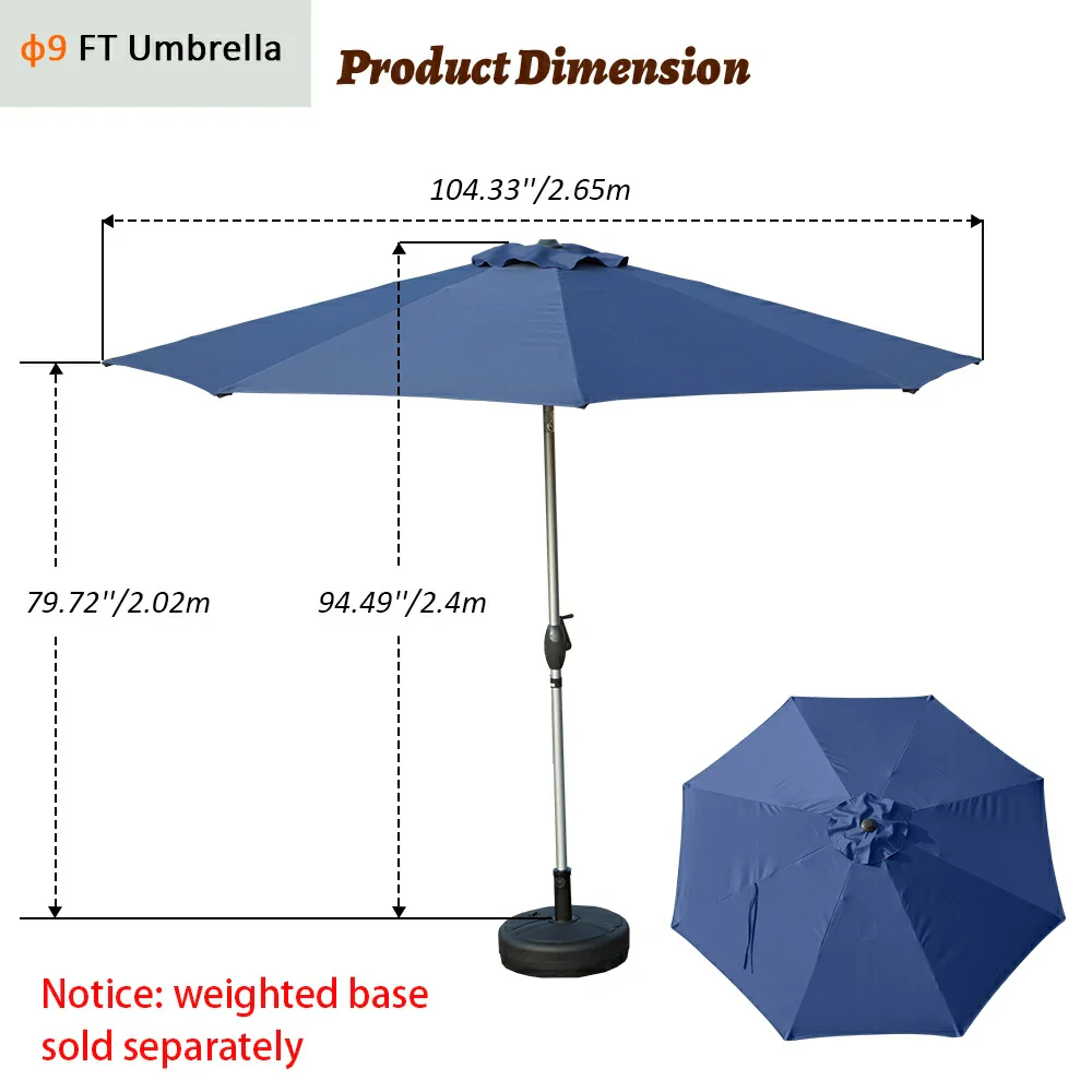 Patio Umbrella - Aluminum Round Market Umbrella - Image 48