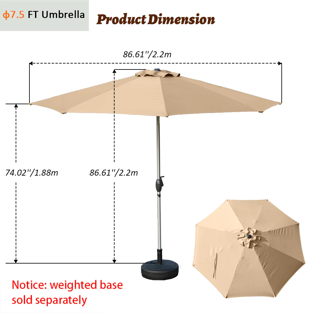 Patio Umbrella - Aluminum Round Market Umbrella - Image 55
