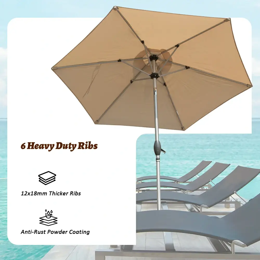 Patio Umbrella - Aluminum Round Market Umbrella - Image 56