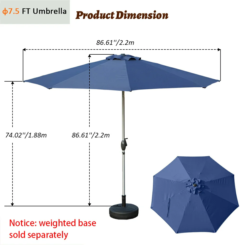 Patio Umbrella - Aluminum Round Market Umbrella - Image 74