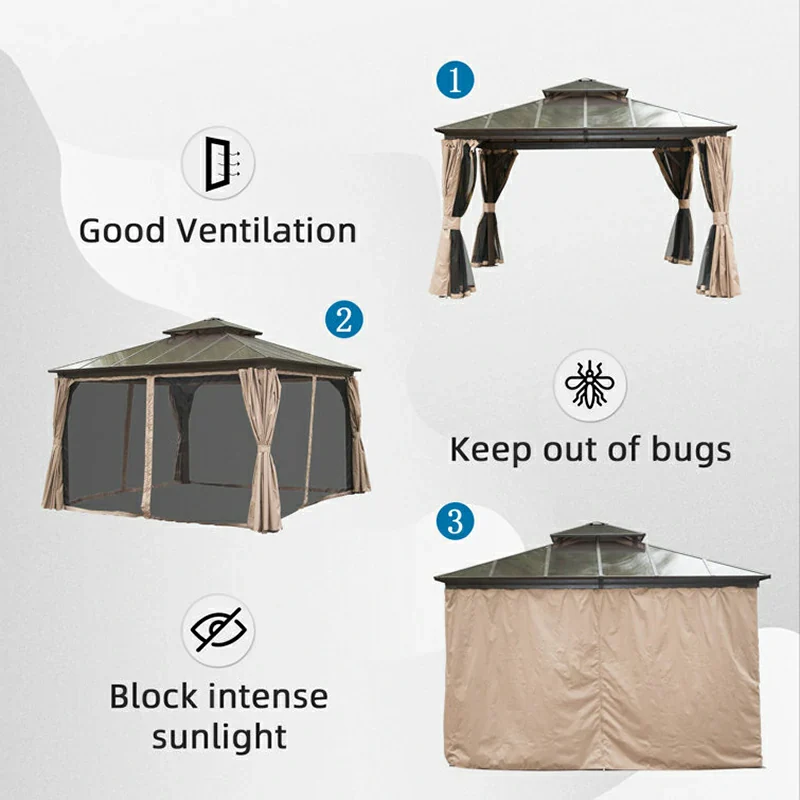 Polycarbonate Hardtop Gazebo Dark Brown - Image 14