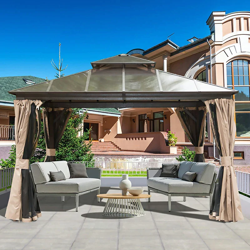 Polycarbonate Hardtop Gazebo Dark Brown - Image 16
