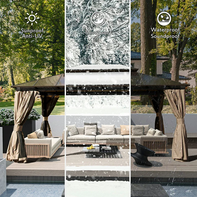 Polycarbonate Hardtop Gazebo Dark Brown - Image 25