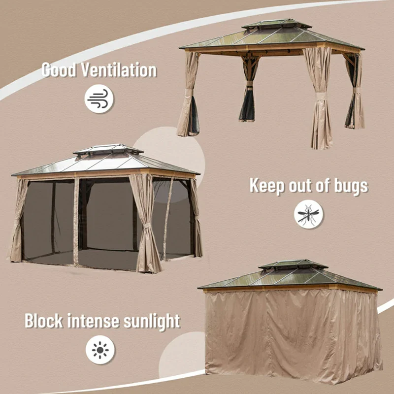 Polycarbonate Hardtop Gazebo Dark Brown - Image 6