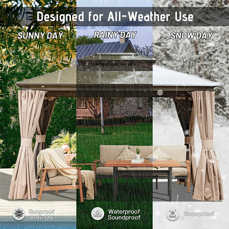 Polycarbonate Hardtop Gazebo Dark Brown - Image 7