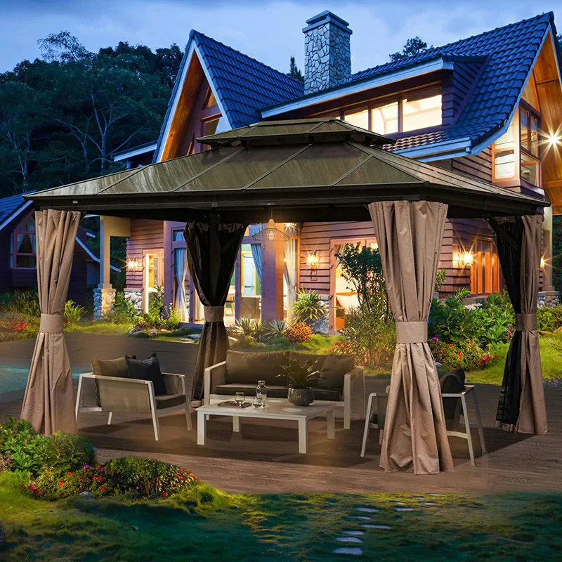 Polycarbonate Hardtop Gazebo Dark Brown - Image 8