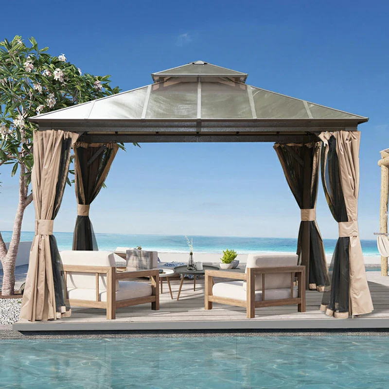Polycarbonate Hardtop Gazebo Dark Brown - Image 9
