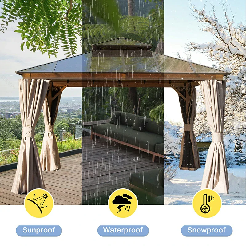 Polycarbonate Hardtop Gazebo Wood-looking - Image 16