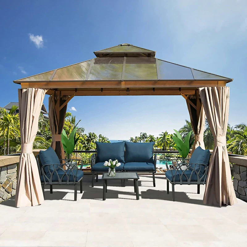 Polycarbonate Hardtop Gazebo Wood-looking - Image 17