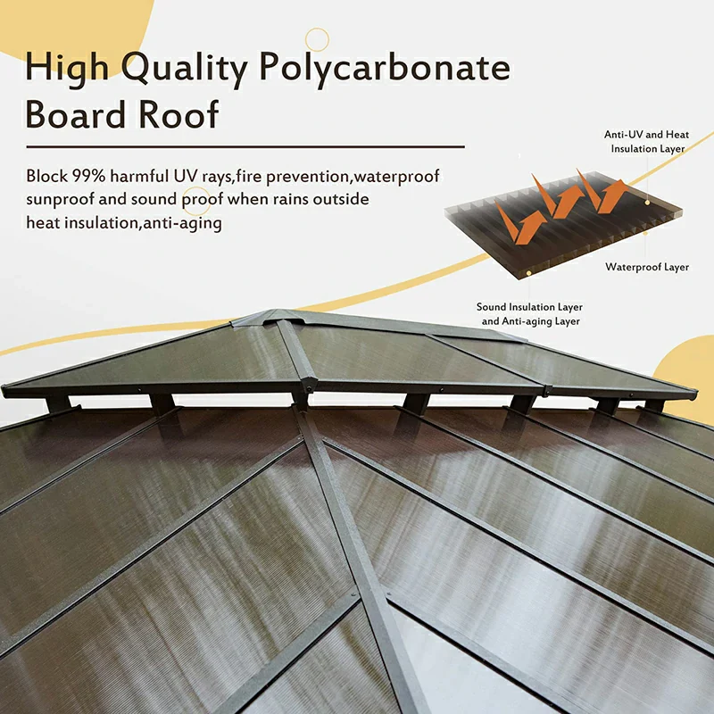 Polycarbonate Hardtop Gazebo Wood-looking - Image 19