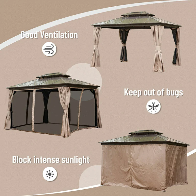 Polycarbonate Hardtop Gazebo Wood-looking - Image 24