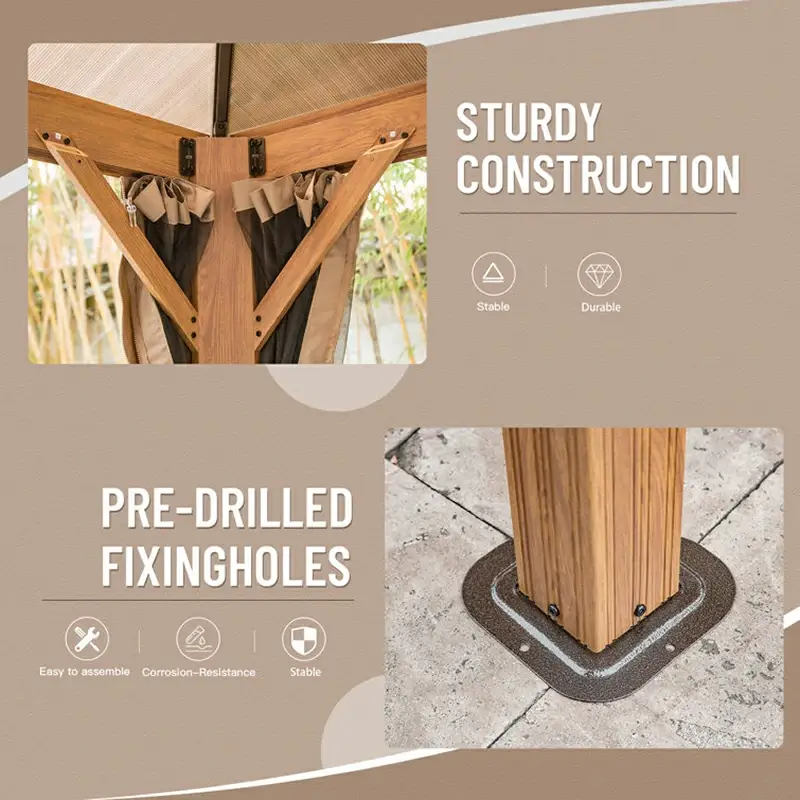 Polycarbonate Hardtop Gazebo Wood-looking - Image 6