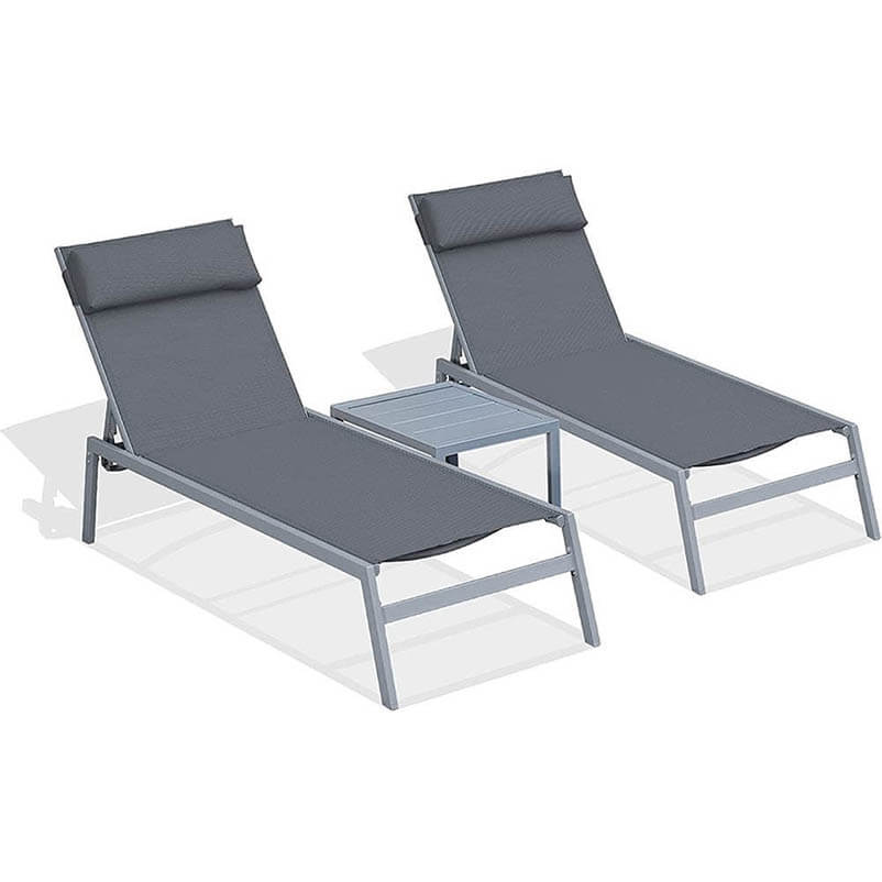 Steel Patio Chaise Lounge Set 3 Pieces - Image 13